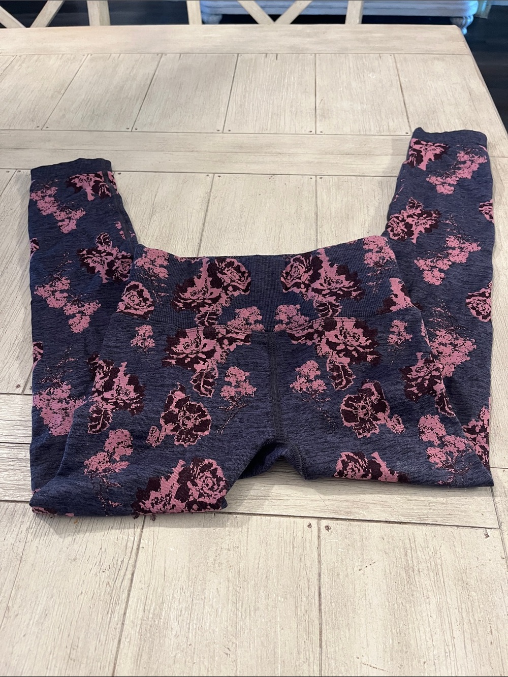 FP Movement by Free People Navy Leggings with Pink Floral Print